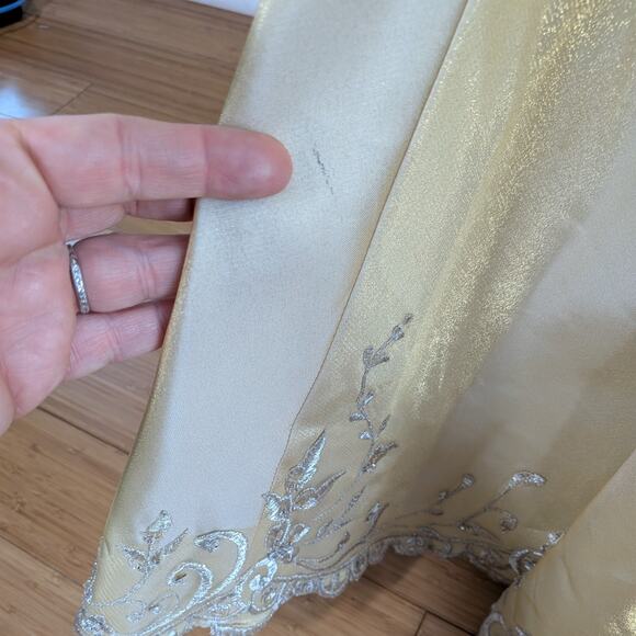 Princess Prom Dress Maxi Ball Gown 10 Yellow Fairy Y2K Beaded Glam Belle Lace - Picture 15 of 16